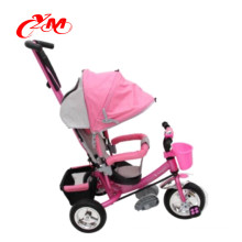 steel frame 3 eva wheels baby tricycle/CE approved 2016 new baby tricycle stroller pink color/4 in 1 baby girl tricycle online